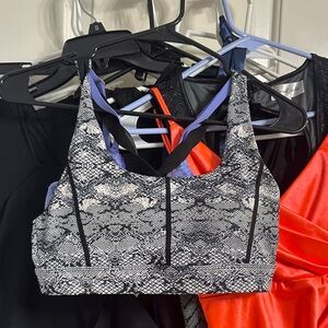 Chic Snakeskin Sports Bra - Black and Gray